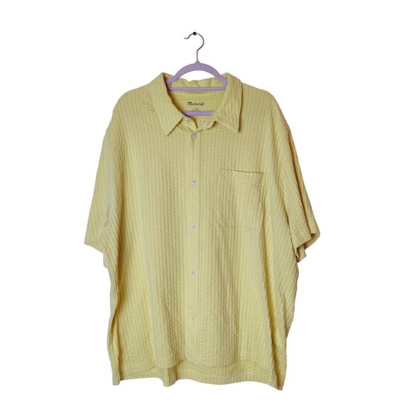 NWT Madewell Textured Easy Short Sleeve Seersucker Camp Shirt XL Butter Yellow - Picture 5 of 14